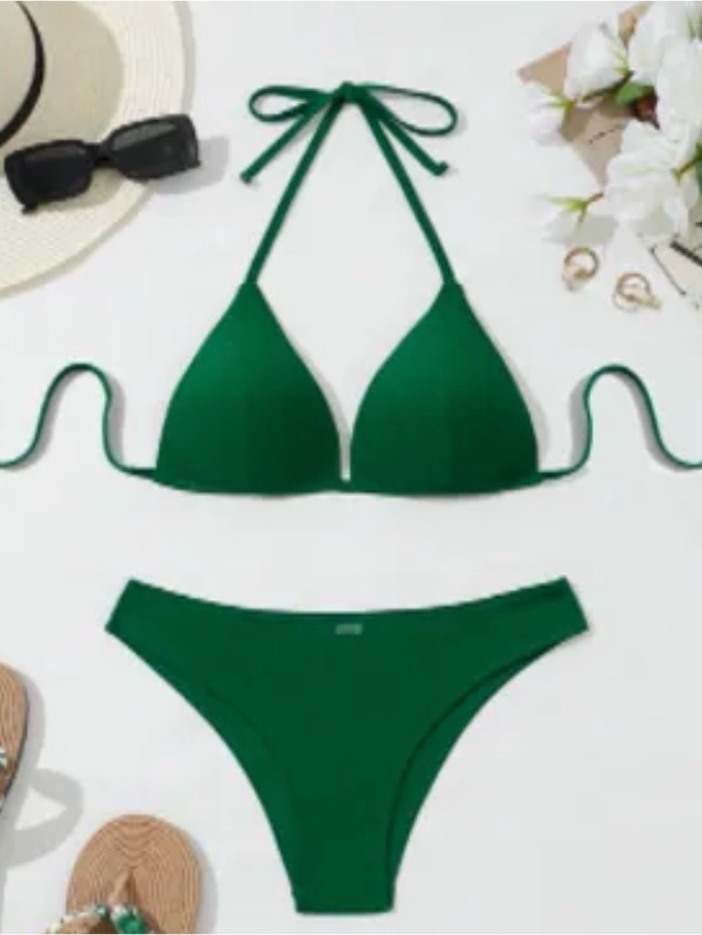 New! Womenās Micas swimwear green two piece bathing suit XL